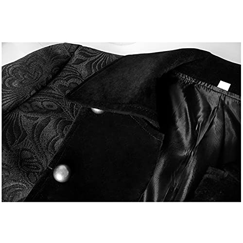 WKNBEU Chaqueta gótica Steampunk Vintage para Hombre, levita Victoriana, Uniforme, Disfraz, Medieval, Pirata, Vikingo, Renacimiento, Esmoquin Formal, Abrigo Largo Black-S