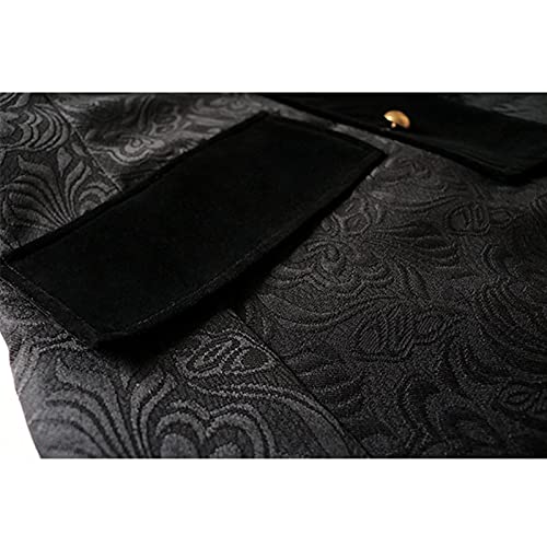 WKNBEU Chaqueta gótica Steampunk Vintage para Hombre, levita Victoriana, Uniforme, Disfraz, Medieval, Pirata, Vikingo, Renacimiento, Esmoquin Formal, Abrigo Largo Black-S