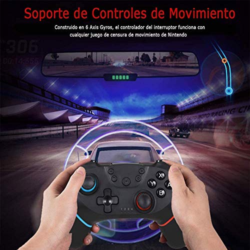 WonDa Mando Switch, Bluetooth Mando Switch Pro y Switch Lite Gamepad Joypad Joystick Admite Sensor 6 Gyro Axis Turbo y Dual Motor