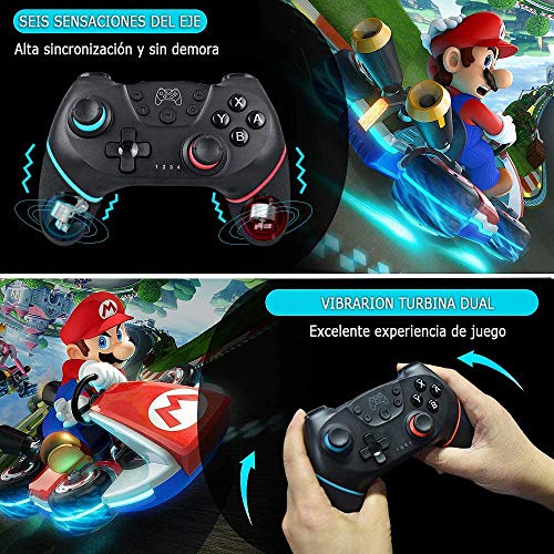 WonDa Mando Switch, Bluetooth Mando Switch Pro y Switch Lite Gamepad Joypad Joystick Admite Sensor 6 Gyro Axis Turbo y Dual Motor
