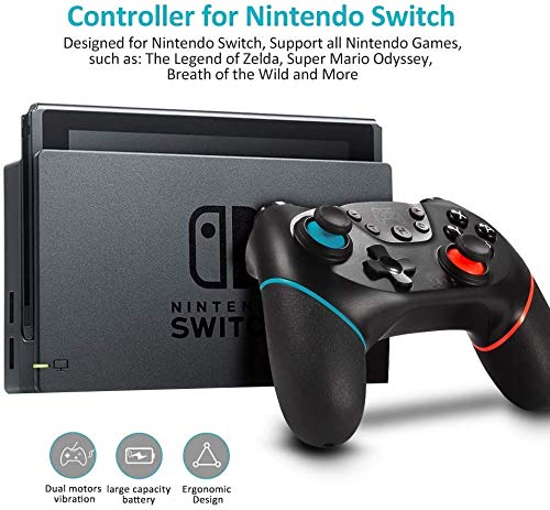WonDa Mando Switch, Bluetooth Mando Switch Pro y Switch Lite Gamepad Joypad Joystick Admite Sensor 6 Gyro Axis Turbo y Dual Motor