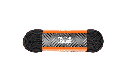 WorkerWalker Cordones Planos para Botas y Zapatos, Ignífugos, Hechos de Meta Aramida Nomex Resistentes al Fuego con Punta de Metal Duradera, HD Pro, 1 Par -(91 - Negro / 110 cm - 43 inch)