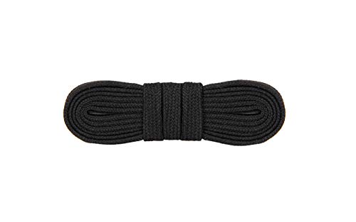 WorkerWalker Cordones Planos para Botas y Zapatos, Ignífugos, Hechos de Meta Aramida Nomex Resistentes al Fuego con Punta de Metal Duradera, HD Pro, 1 Par -(91 - Negro / 110 cm - 43 inch)