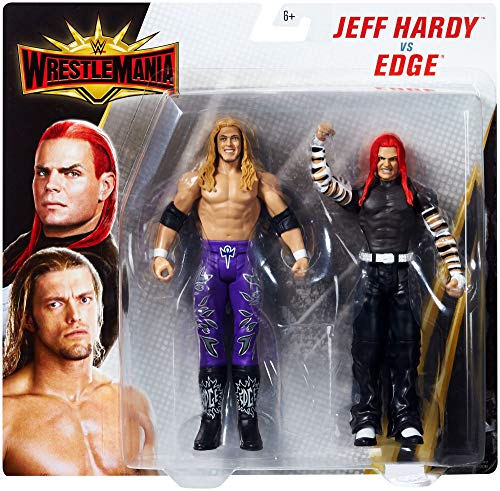 WWE Wrestlemania Pack de 2 Figuras de Acción Luchadores Jeff Hardy vs. Edge, Juguetes Niños 8 Años (Mattel GDC03)