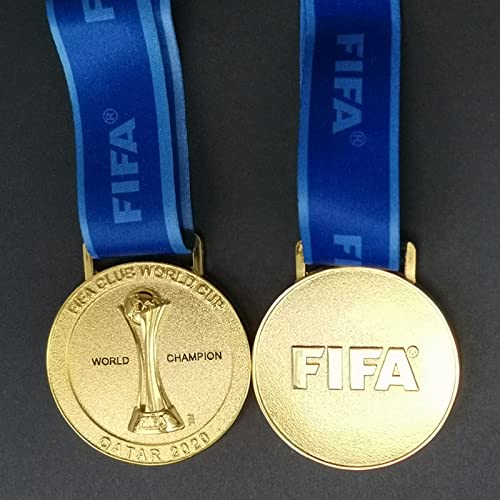 X-Toy 2020 FIFA Club World Cup Mundo Qatar Medallas de Oro de Champion World, Trofeo de la Copa de Premio, Fans Collection Regalo