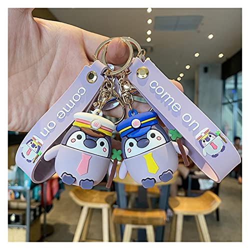 xczbb Llavero Creatividad Silica Gel Penguin Llaveros Lindos Animales Key Penguin Animal Llavero (Color : Blue Captain Bell, Size : 1)