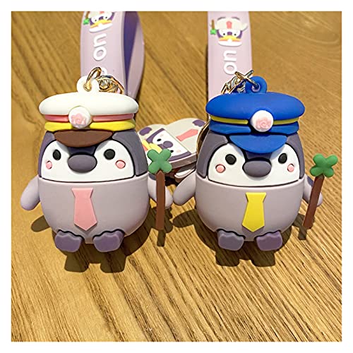 xczbb Llavero Creatividad Silica Gel Penguin Llaveros Lindos Animales Key Penguin Animal Llavero (Color : Blue Captain Bell, Size : 1)