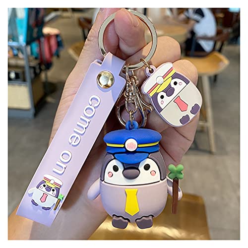 xczbb Llavero Creatividad Silica Gel Penguin Llaveros Lindos Animales Key Penguin Animal Llavero (Color : Blue Captain Bell, Size : 1)