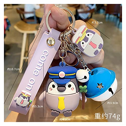 xczbb Llavero Creatividad Silica Gel Penguin Llaveros Lindos Animales Key Penguin Animal Llavero (Color : Blue Captain Bell, Size : 1)