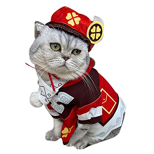 xHxttL Genshin Impact Disfraz de Cosplay para Mascota Venti Klee Barbatos Cat Dog Capa con Sombrero Juego Genshin Impact Disfraz de Cosplay para Mascotas Halloween
