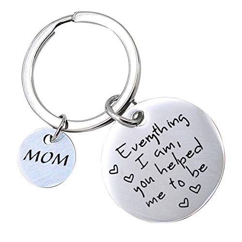 Xiang Ru - Llavero de acero inoxidable con texto en inglés Dad/Mom Everything I Am.To Be