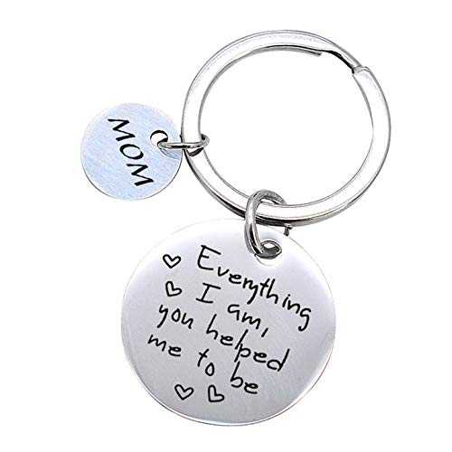 Xiang Ru - Llavero de acero inoxidable con texto en inglés Dad/Mom Everything I Am.To Be