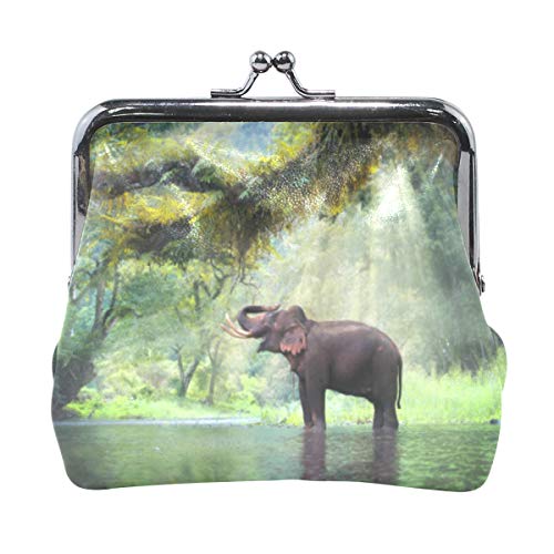XiangHeFu Cartera Monedero Mujer Steam Forest Elephant Clutch Bag Leather
