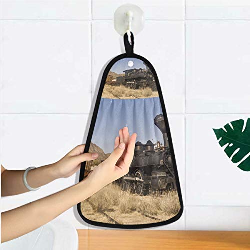 XiangHeFu Toalla de Manos Multiusos Decoración Clásica Old Steam Train Toalla de baño Ultra Suave de Lujo Altamente Absorbente