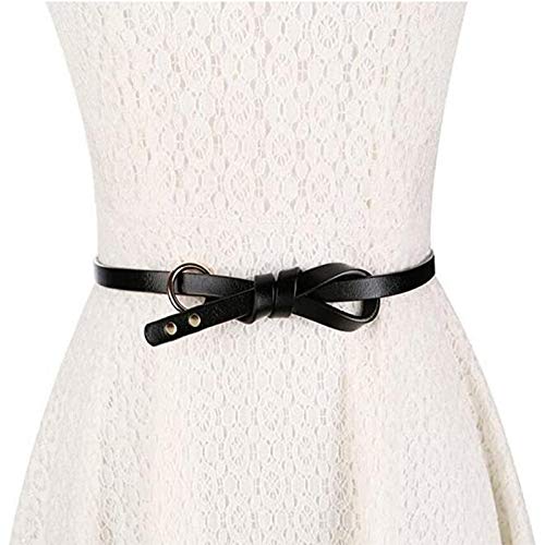 XLKJ Cinturón Fino para Mujeres, Cinturón Ajustable para Los Vestidos Correa de Cintura Fina Anudada de Cuero