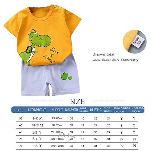XM-Amigo Juego de 3 pantalones cortos de manga corta para bebé, de media manga, pack de 6 (con/sin hebilla de hombro) naranja, amarillo y verde. 18-24 Meses