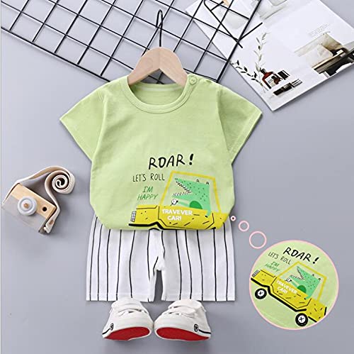 XM-Amigo Juego de 3 pantalones cortos de manga corta para bebé, de media manga, pack de 6 (con/sin hebilla de hombro) naranja, amarillo y verde. 18-24 Meses