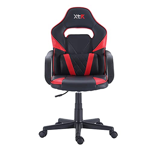 XTR-X10, Silla Gamer, Silla de Oficina Gaming Estudio o Escritorio, Acabado en Símil Piel Negro y Rojo, Medidas: 57 cm (Ancho) x 60 cm (Fondo) x 101-109 cm (Alto)