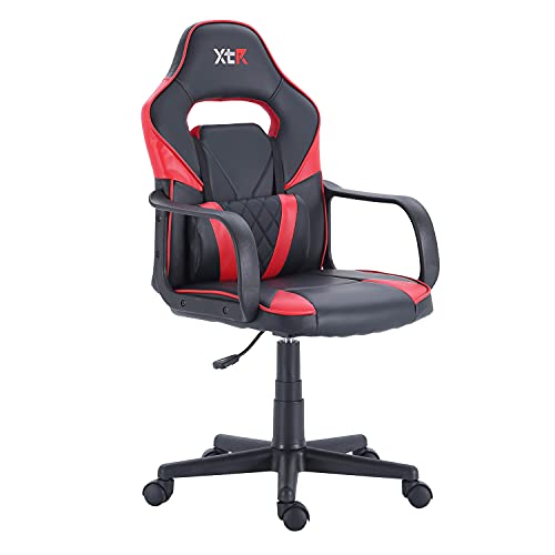 XTR-X10, Silla Gamer, Silla de Oficina Gaming Estudio o Escritorio, Acabado en Símil Piel Negro y Rojo, Medidas: 57 cm (Ancho) x 60 cm (Fondo) x 101-109 cm (Alto)
