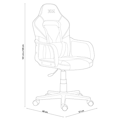 XTR-X10, Silla Gamer, Silla de Oficina Gaming Estudio o Escritorio, Acabado en Símil Piel Negro y Rojo, Medidas: 57 cm (Ancho) x 60 cm (Fondo) x 101-109 cm (Alto)