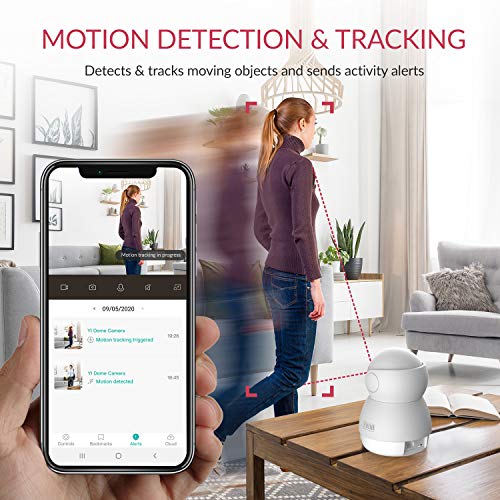 YI Cámara de Vigilancia 1080p Dome Guard Camara IP Sistema de Seguridad WiFi de Interior Full HD, Detección de Movimiento, Visión Nocturna, Audio de 2 Vias y Nube con App para iOS y Android (Blanco)