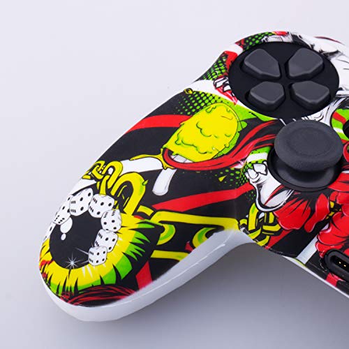 YoRHa Transferencia de Agua Camuflaje de Impresión Silicona Caso Piel Fundas Protectores Cubierta para Sony PS4/slim/Pro Dualshock 4 Mando x 1 (Póker) con los Puños Pulgar Thumb Gripsx 8