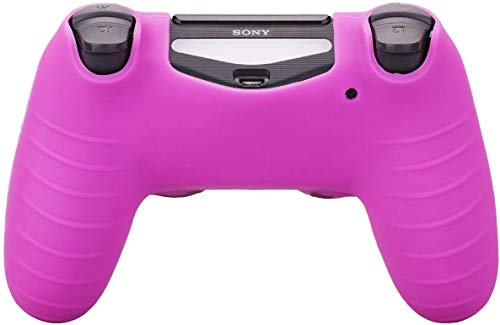 YoRHa Transferencia de Agua Camuflaje de impresión Silicona Caso Piel Fundas Protectores Cubierta para Sony PS4/slim/Pro Mando x 1 (Rosa Oscuro) con Pro los puños Pulgar Thumb gripsx 8