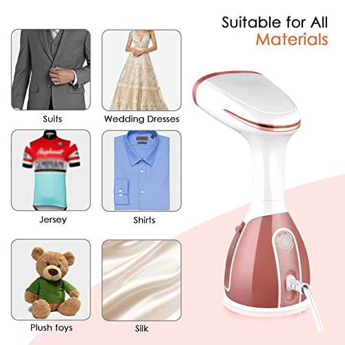 YTBLF Clothes Steamer, 1500W Handheld Garment Steamer Vertical and Horizontal Ironing Wrinkle Remover, 18s Fast Heat-up and 280 ML Capacity for Home, Office and Travel