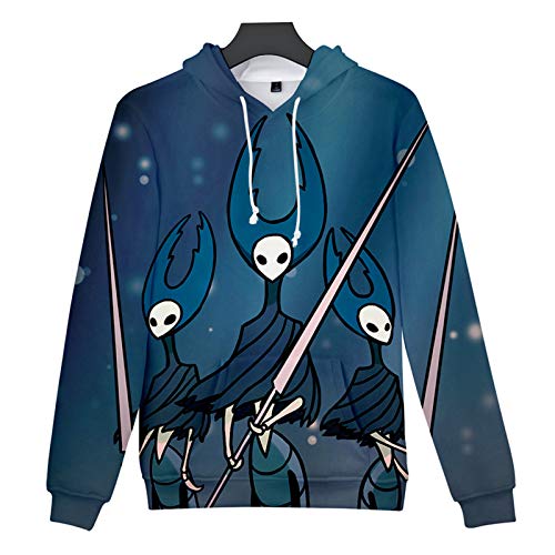 YTQQ-Hollow Knight-Unisex 3D Sweater Streetwear, Anime Cartoon Cosplay Disfraz Sudadera Pullover Suéter con cordón,Sudadera con Bolsillo de Canguro-XXXL