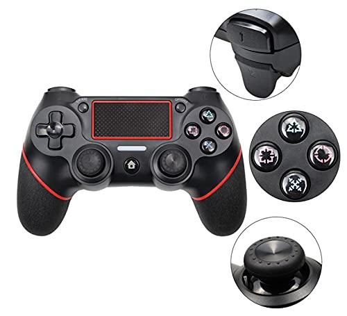 YUES Mando para PS4, Mando Inalámbrico 803 Compatible con PS4/Pro/Slim/PC y Laptop, Rojo