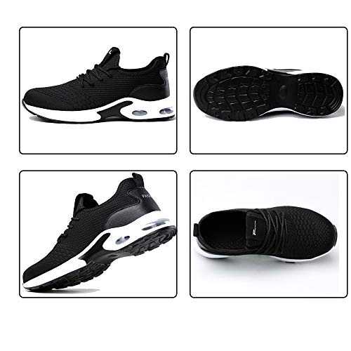 Zapatos de Seguridad Hombre Mujer Punta de Acero Zapatos Legero Zapatos de Trabajo Antideslizante Transpirable Zapatos de Trabajo Black36 EULongueur du Pied 230mm
