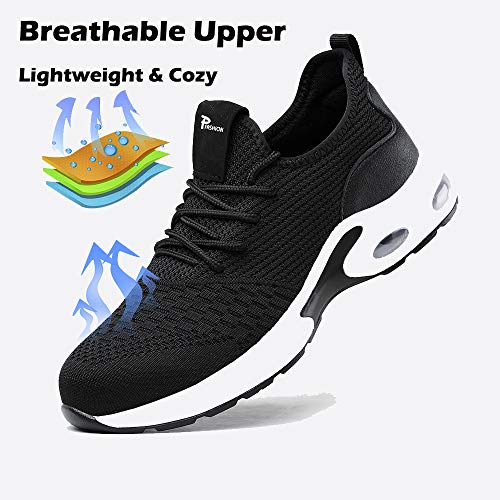 Zapatos de Seguridad Hombre Mujer Punta de Acero Zapatos Legero Zapatos de Trabajo Antideslizante Transpirable Zapatos de Trabajo Black36 EULongueur du Pied 230mm