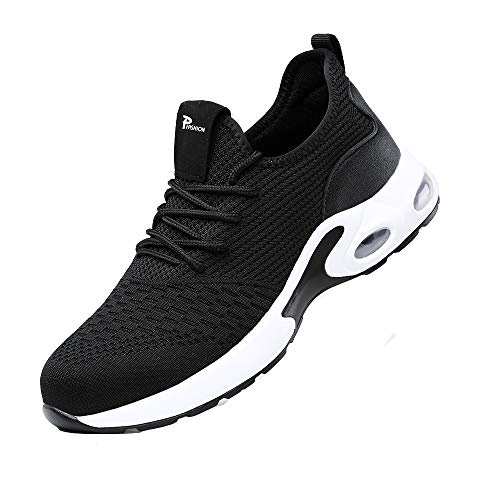 Zapatos de Seguridad Hombre Mujer Punta de Acero Zapatos Legero Zapatos de Trabajo Antideslizante Transpirable Zapatos de Trabajo Black36 EULongueur du Pied 230mm