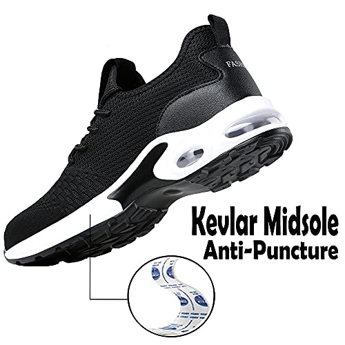 Zapatos de Seguridad Hombre Mujer Punta de Acero Zapatos Legero Zapatos de Trabajo Antideslizante Transpirable Zapatos de Trabajo Black36 EULongueur du Pied 230mm