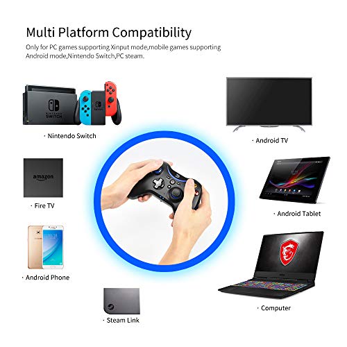 ZD -T+ [Bluetooth] Controlador de juegos inalámbrico para Steam Nintendo Switch, ordenador portátil/PC (Win7-Win10), Android Smartphone Tablet VR (ZD-T+(azul)