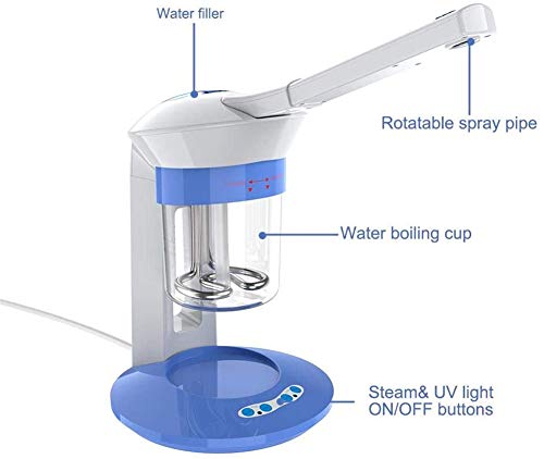 ZLSN Facial Sauna 2 en 1 Facial Steamer Face Steam Professional Ionic Ozone Steamer Humidificador Steamer Dispositivo de Limpieza de poros para el Cuidado Personal,EU