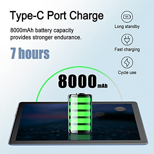 ZONMAI MX2 Tablet 10.1 Pulgadas Android 10.0 | Tableta 5G WiFi Ultrar-Rápido Quad-Core 1.6GHz 4GB RAM + 64GB ROM | 5MP + 8 MP 8000mAh Bluetooth 5.0 Type-C Google GMS - Azul