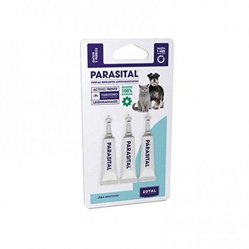 Zotal Pipetas Perros pequenos y Gatos hasta 10 kg. 3 pipetas antiparasitos 100% componetes Naturales PARASITAL Especial Leishmaniasis pulgas y garrapatas 1 Mes de protección Garantizada