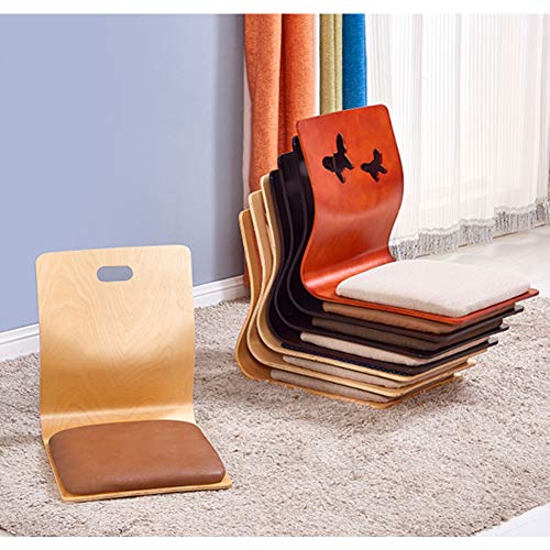 ZXCC Madera Tatami Suelo Silla, Japonés Acolchado Sin Piernas Suelo Silla con Espalda Apoyo Perezoso Sofá Suelo Estar Respaldo para Adultos Leyendo Juego De Ver Vídeo-p 46x37x43cm(18x15x17inch)