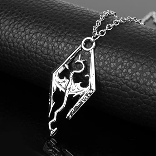 ZXCL Nuevo Juego Dragon The Elder Scrolls Colgante Collar Vintage Pterosaur Changker Cadena Collar para Hombres Regalo de Joyería-5 Style Gold