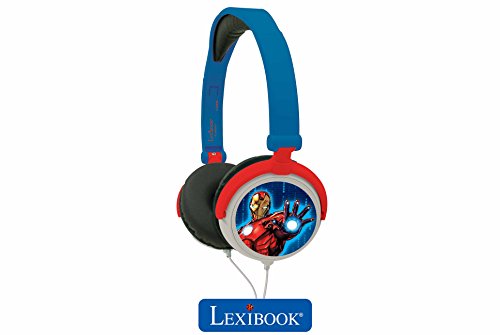 Lexibook HP010AV Avengers Marvel, Vengadores-Cascos audio, auriculares estéreo con diadema ajustable y plegable, color azul, 20.4 x 16.8 x 7.3 cm