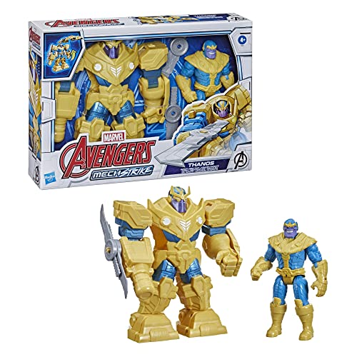 Marvel Avengers - Figura Mech Strike de Thanos de 22 cm - Armadura Infinity y Accesorio de Arma Blanca - Edad: 4+