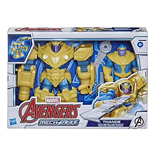 Marvel Avengers - Figura Mech Strike de Thanos de 22 cm - Armadura Infinity y Accesorio de Arma Blanca - Edad: 4+