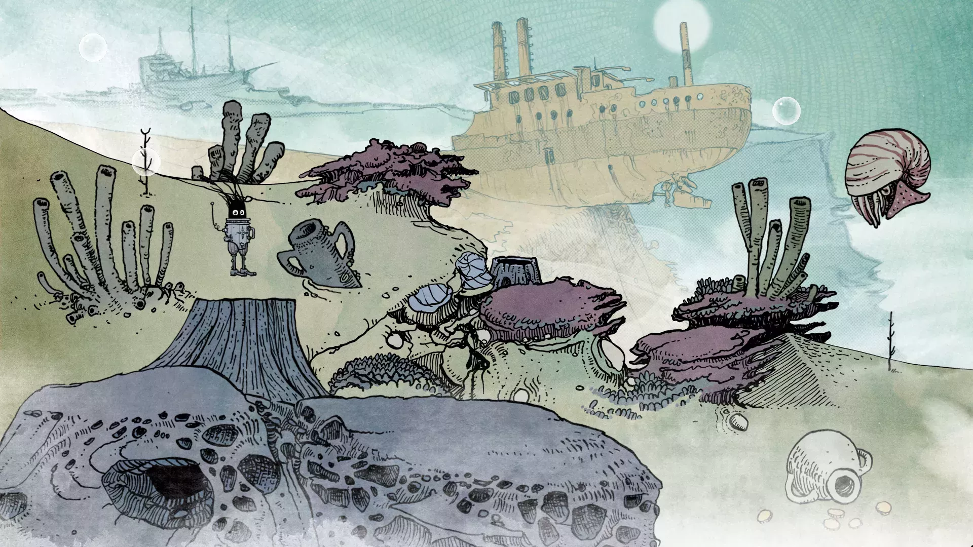 Slice of Sea quiere que apuntes y hagas clic en cada centímetro de sus paisajes ilustrados a mano