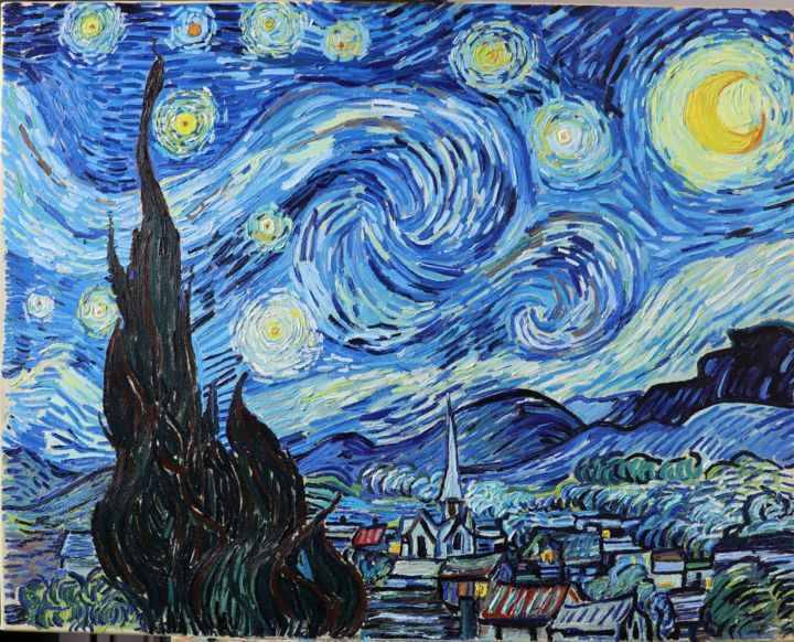 La noche estrellada de Vincent van Gogh recreado en Minecraft