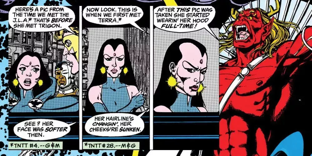 Raven transformed under the influence of Trigon in New Teen Titans from DC Comics