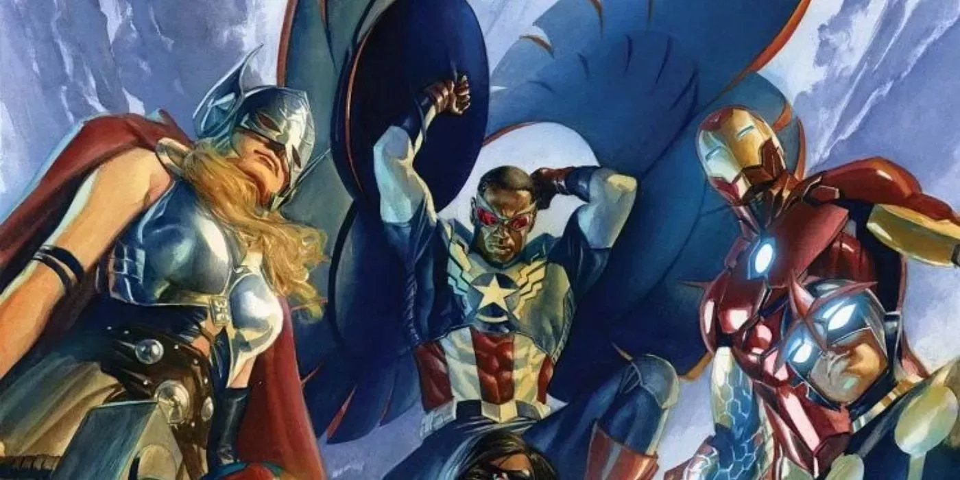Thor (Jane Foster), Captain America (Sam Wilson), Iron Man and Nova in Marvel Comics