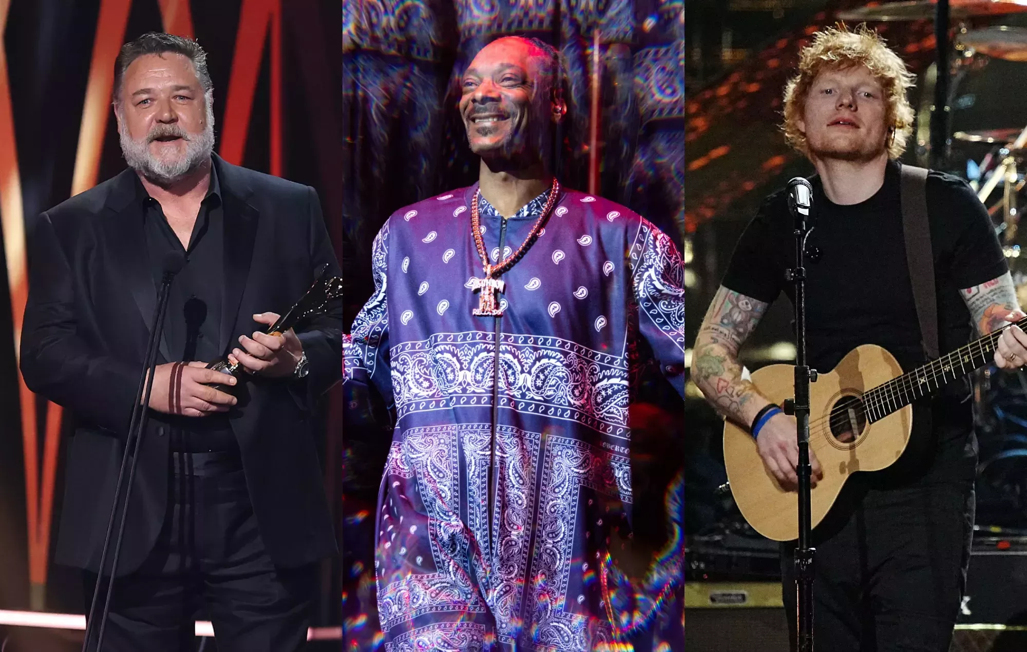 Ed Sheeran sale con Snoop Dogg y Russell Crowe en Melbourne