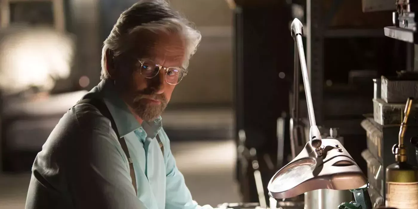Hank Pym sits in his lab in Ant-Man in the MCU