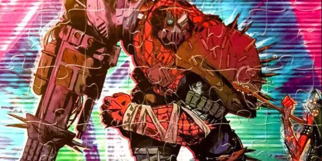 Cyborg Spider-Woman advances in Spider-Man: Across the Spider-Verse